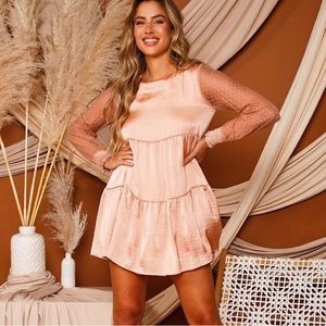 Satin Tier Mini Dress